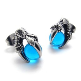 Krallenförmige Titan-Ohrringe Mit Blauem Edelstein