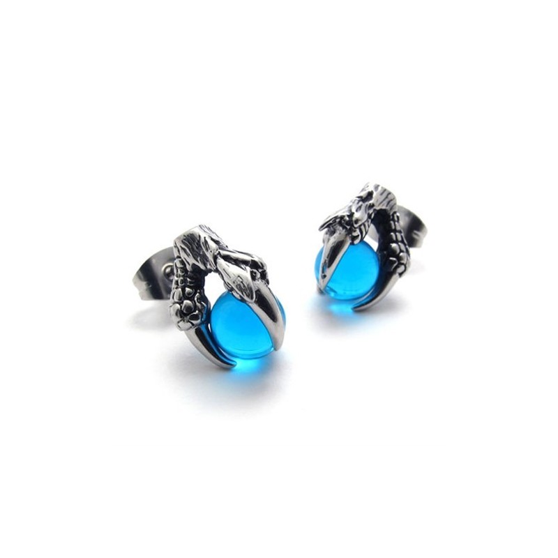 Krallenförmige Titan-Ohrringe Mit Blauem Edelstein Krallenförmige Titan-Ohrringe Mit Blauem Edelstein