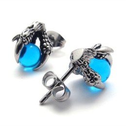 Krallenförmige Titan-Ohrringe Mit Blauem Edelstein