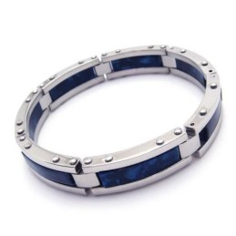 Herren-Armreif Aus Reinem Titan-Kautschuk, Blau/Silber