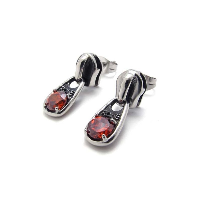 Titan-Ohrringe Mit Roten Diamanten Titan-Ohrringe Mit Roten Diamanten