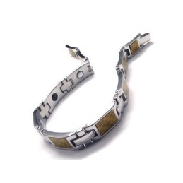 Goldenes Und Silbernes Magnetarmband Aus Reinem Titan Für Herren
