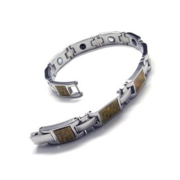 Goldenes Und Silbernes Magnetarmband Aus Reinem Titan Für Herren