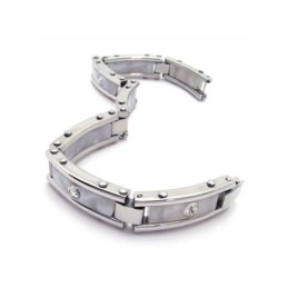 Männer Weiß Silber Reines Titan Armband Gummi Armreif