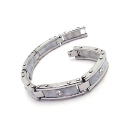 Männer Weiß Silber Reines Titan Armband Gummi Armreif
