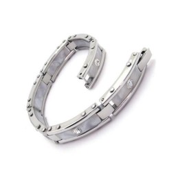 Männer Weiß Silber Reines Titan Armband Gummi Armreif