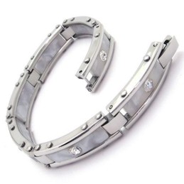 Männer Weiß Silber Reines Titan Armband Gummi Armreif