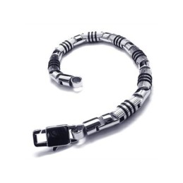 Herren Silber Schwarz 316L Reintitan Armband Armreif