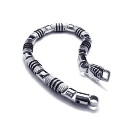 Herren Silber Schwarz 316L Reintitan Armband Armreif