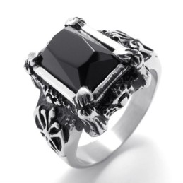 Titanring Mit Schwarzem Edelstein