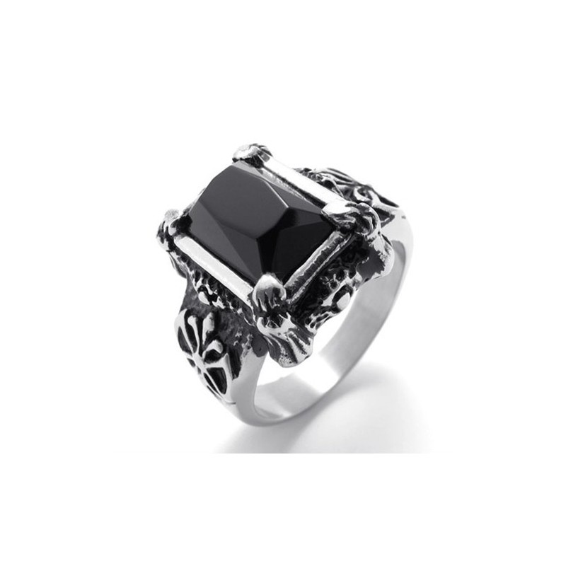 Titanring Mit Schwarzem Edelstein Titanring Mit Schwarzem Edelstein