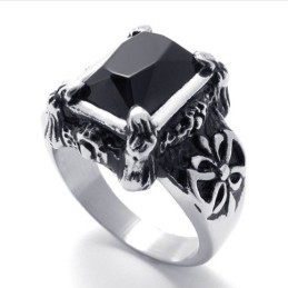 Titanring Mit Schwarzem Edelstein