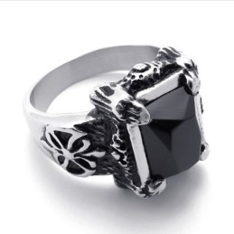Titanring Mit Schwarzem Edelstein