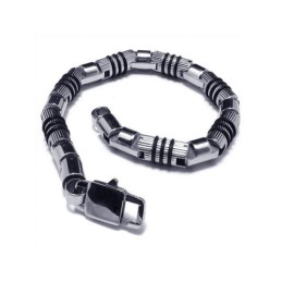 Herren Silber Schwarz 316L Reintitan Armband Armreif