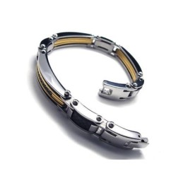 Herren-Charm-Armband Aus Reinem Titan, Vergoldet Und Silberfarben