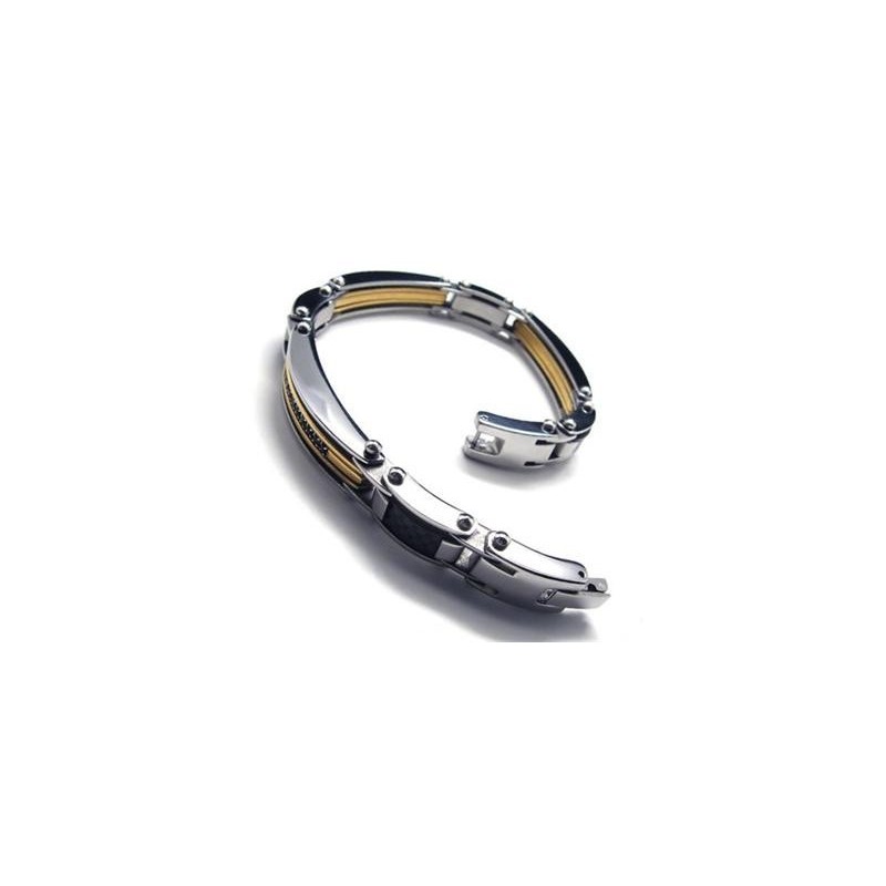 Herren-Charm-Armband Aus Reinem Titan, Vergoldet Und Silberfarben Herren-Charm-Armband Aus Reinem Titan, Vergoldet Und Silberfarben