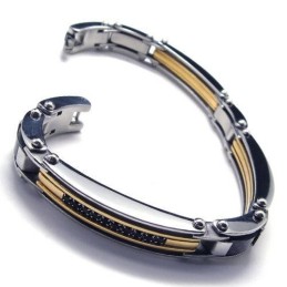 Herren-Charm-Armband Aus Reinem Titan, Vergoldet Und Silberfarben