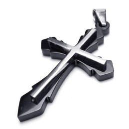 Schwarze Herren-Kreuz-Halskette Mit Anhänger Aus Reinem Titan (Neu)