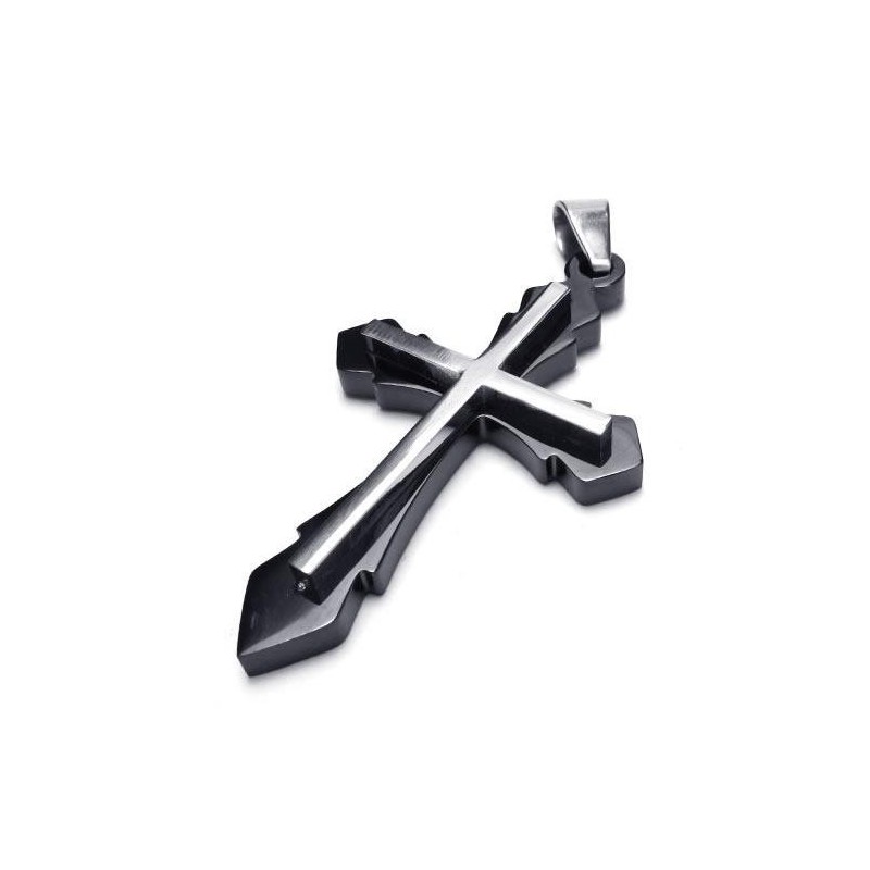 Schwarze Herren-Kreuz-Halskette Mit Anhänger Aus Reinem Titan (Neu) Schwarze Herren-Kreuz-Halskette Mit Anhänger Aus Reinem Titan (Neu)