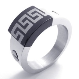Titanring Mit Schwarzem Akzent