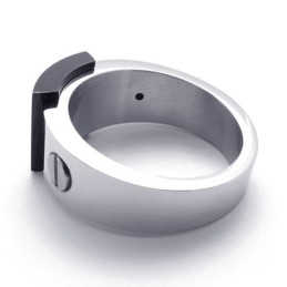 Titanring Mit Schwarzem Akzent