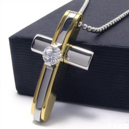 Herren Jungen Goldene Halskette Mit Kreuzanhänger Aus Reinem Titan