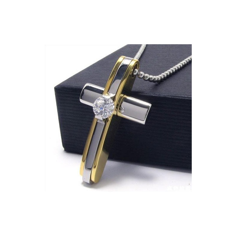 Herren Jungen Goldene Halskette Mit Kreuzanhänger Aus Reinem Titan Herren Jungen Goldene Halskette Mit Kreuzanhänger Aus Reinem Titan