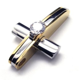 Herren Jungen Goldene Halskette Mit Kreuzanhänger Aus Reinem Titan