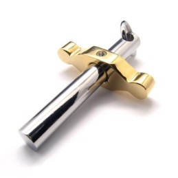 Halskette Mit Kreuzanhänger Aus Reinem Titan In Gold Und Silber
