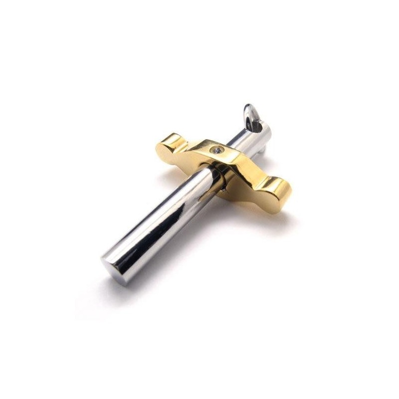 Halskette Mit Kreuzanhänger Aus Reinem Titan In Gold Und Silber Halskette Mit Kreuzanhänger Aus Reinem Titan In Gold Und Silber