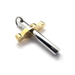 Halskette Mit Kreuzanhänger Aus Reinem Titan In Gold Und Silber