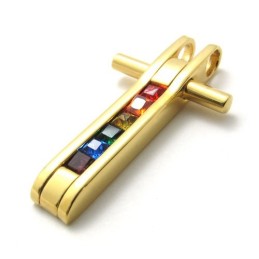 Gold-Titan-Anhänger Mit Bunten Zirkonen