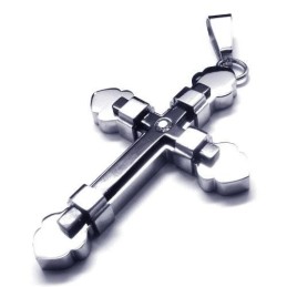 Männer Schwarz Silber Reines Titan Kreuz Halskette Anhänger