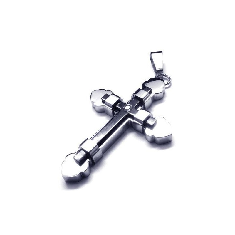 Männer Schwarz Silber Reines Titan Kreuz Halskette Anhänger Männer Schwarz Silber Reines Titan Kreuz Halskette Anhänger