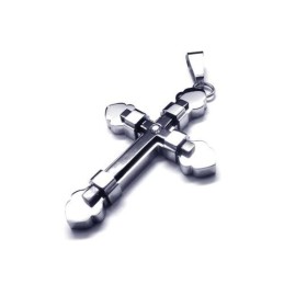 Männer Schwarz Silber Reines Titan Kreuz Halskette Anhänger