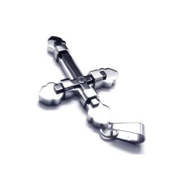 Männer Schwarz Silber Reines Titan Kreuz Halskette Anhänger