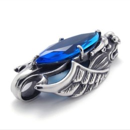 Drachenkopf-Anhänger Aus Titan Mit Blauem Zirkon