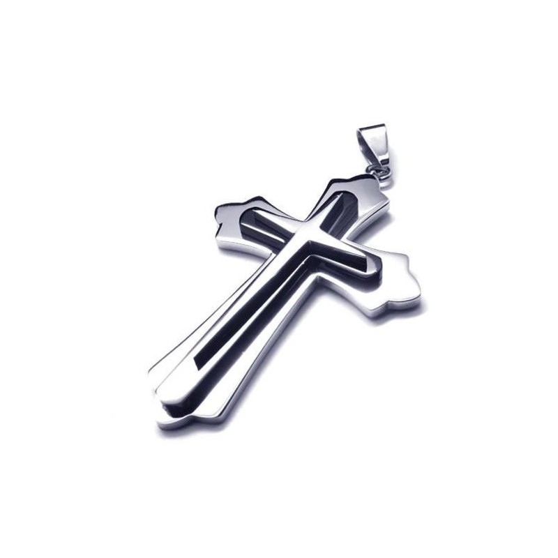Männer Schwarz Silber Reines Titan Kreuz Halskette Anhänger Männer Schwarz Silber Reines Titan Kreuz Halskette Anhänger