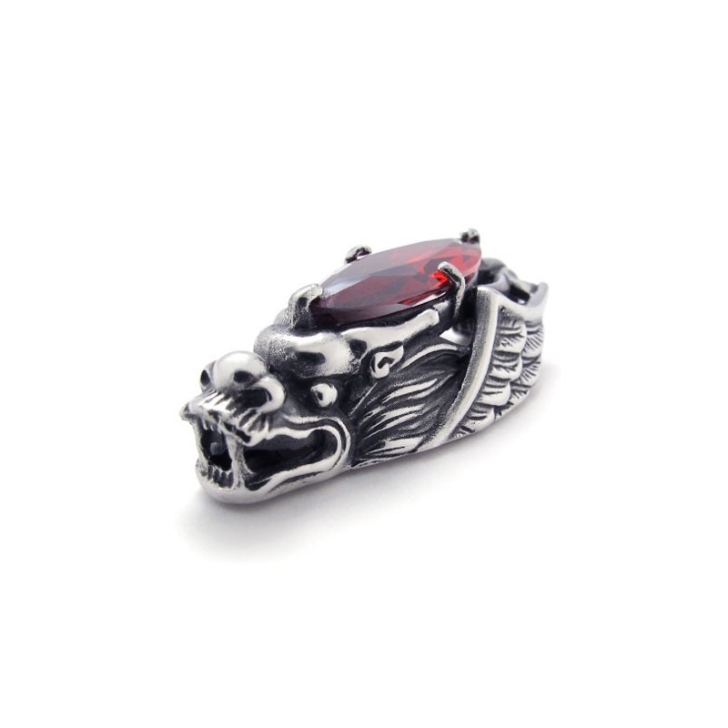 Drachenkopf-Titan-Anhänger Mit Rotem Zirkon Drachenkopf-Titan-Anhänger Mit Rotem Zirkon