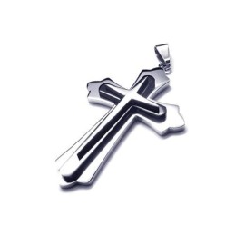 Männer Schwarz Silber Reines Titan Kreuz Halskette Anhänger