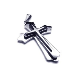Männer Schwarz Silber Reines Titan Kreuz Halskette Anhänger