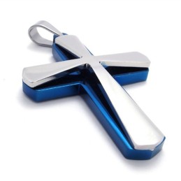 Blauer Kreuzanhänger Aus Titan