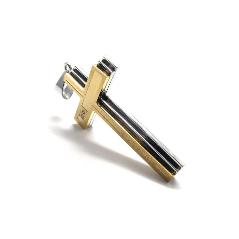 Halskette Mit Kreuzanhänger Aus Reinem Titan In Gold Und Silber Halskette Mit Kreuzanhänger Aus Reinem Titan In Gold Und Silber