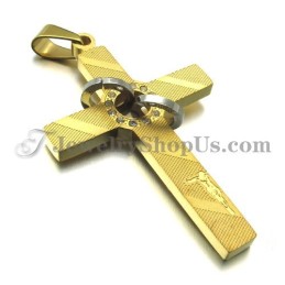 Kreuz Gold Titan Anhänger Mit Kreisen Strass