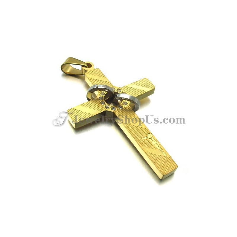 Kreuz Gold Titan Anhänger Mit Kreisen Strass Kreuz Gold Titan Anhänger Mit Kreisen Strass