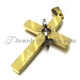 Kreuz Gold Titan Anhänger Mit Kreisen Strass