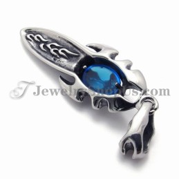 Modischer Anhänger Aus Titan Mit Blauem Zirkonia