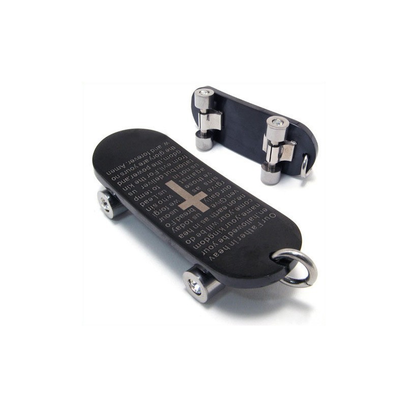 Herren-Kreuz-Halskette Mit Skateboard-Anhänger Aus Reinem Titan Herren-Kreuz-Halskette Mit Skateboard-Anhänger Aus Reinem Titan