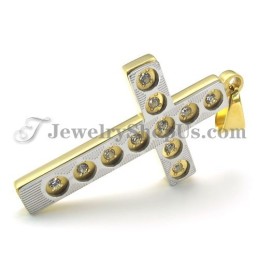 Eleganter Goldener Kreuz-Titan-Anhänger Mit Strasssteinen