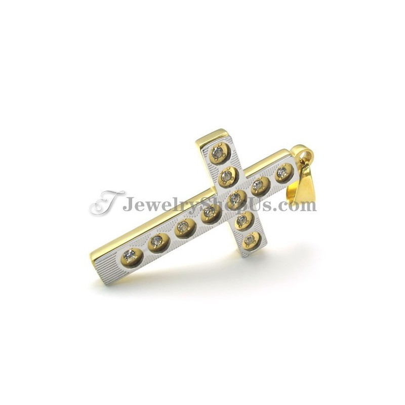 Eleganter Goldener Kreuz-Titan-Anhänger Mit Strasssteinen Eleganter Goldener Kreuz-Titan-Anhänger Mit Strasssteinen